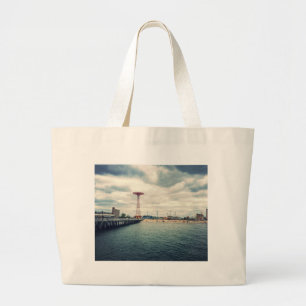 Grand Tote Bag Panorama de plage de Coney Island