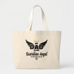 Grand Tote Bag Papa Est Mon Gardien Angel Montre Sur Moi En Mémoi