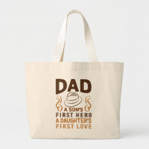 Grand Tote Bag Papa - Premier héros du fils, premier amour de la