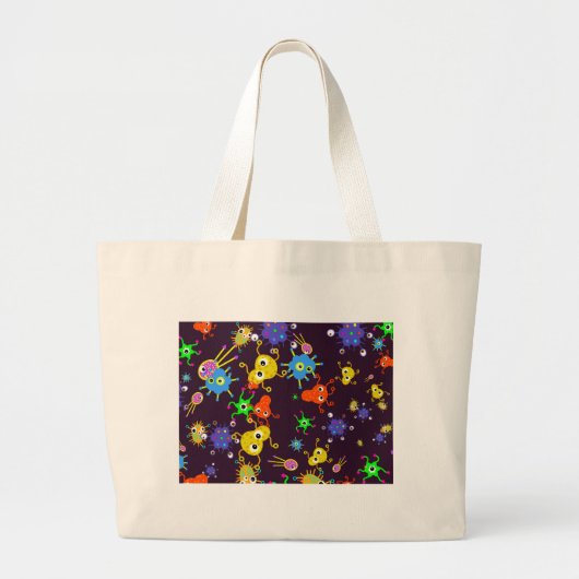 Grand Tote Bag Papier peint de bactéries (Devant)