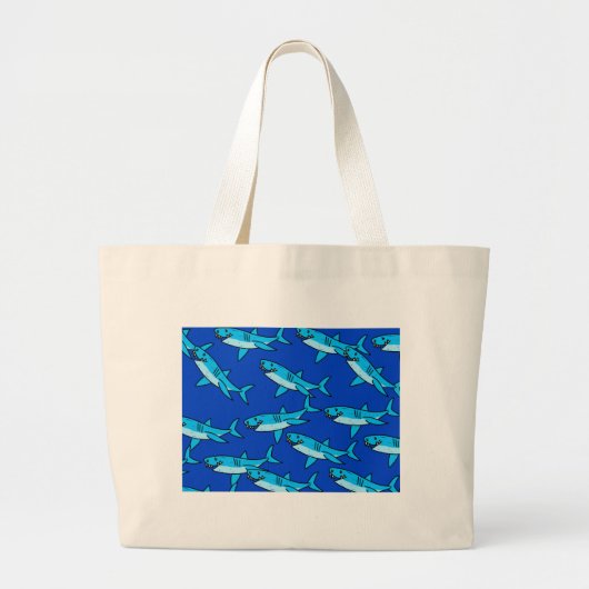 Grand Tote Bag Papier peint de requin (Devant)