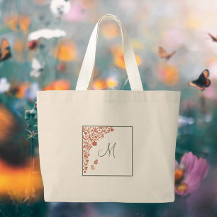 Grand Tote Bag Papillon en terre cuite Sage Script Monogramme