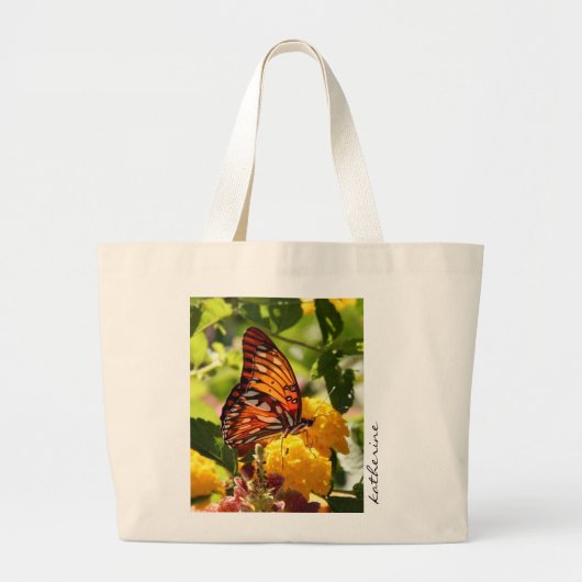 Grand Tote Bag Papillon Fourre-tout, personnalisé avec le nom (Devant)
