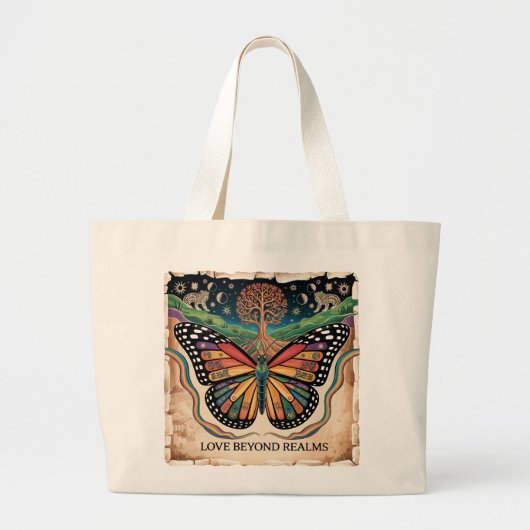 Grand Tote Bag Papillon maya LGBTQ | Fierté arc-en-ciel (Devant)
