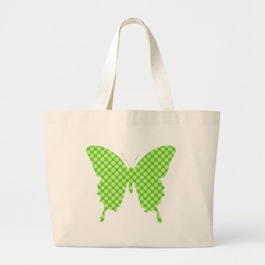 Grand Tote Bag Papillon, points rétro, nuances vert citron (Devant)