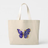 Grand Tote Bag Papillon saphir à fleurs (Dos)