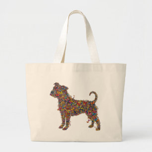 Grand Tote Bag Papillon Tyran Silhouette Art Maman de chien Pit