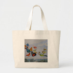 Grand Tote Bag Papillons et papillons de la reine des fées