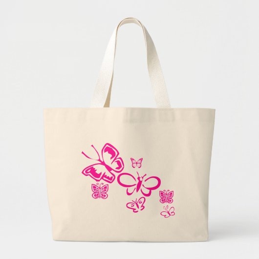 Grand Tote Bag Papillons roses (Devant)
