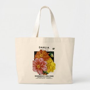 Grand Tote Bag Paquet de semences Vintage Dahlia