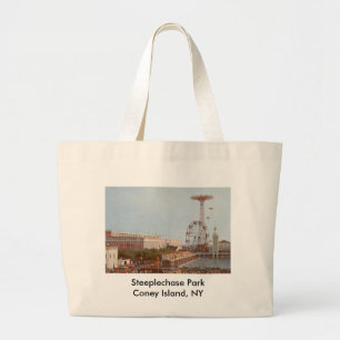 Grand Tote Bag Parc d'attractions de course d'obstacles, Coney