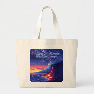 Grand Tote Bag Parc national des volcans d'Hawaii Big Island Retr