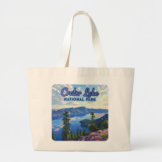 Grand Tote Bag Parc national du lac Crater Oregon Retro (Devant)