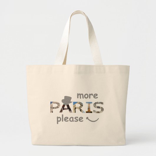 Grand Tote Bag Paris Attractions Plus Paris S'il vous plaît Parti (Devant)