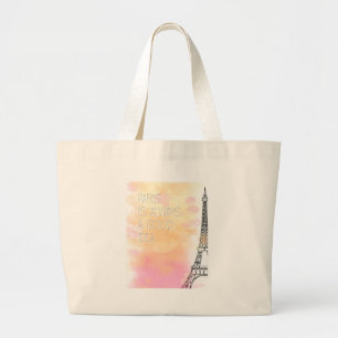 Grand Tote Bag PARIS est toujours une bonne idée, aquarelle