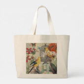 Grand Tote Bag Parrot Jaune Tropical Antique Fleur (Dos)