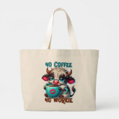 Grand Tote Bag Pas de café, pas de travail (Dos)