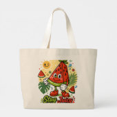 Grand Tote Bag Pastèque Dessin Animé Mignon (Dos)