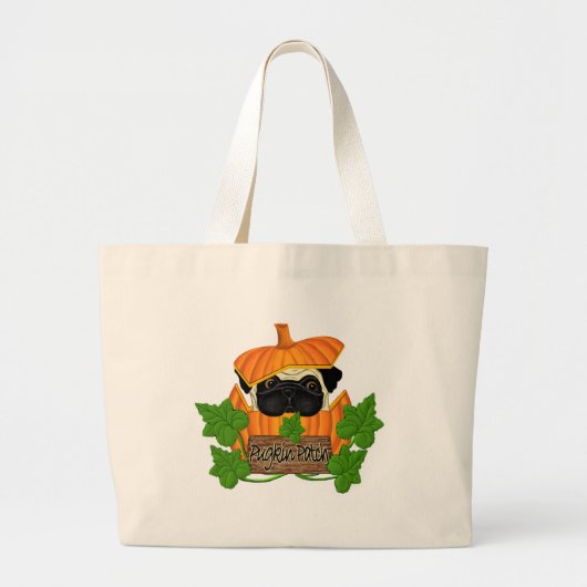 Grand Tote Bag Patch Citrouille carlin (Devant)