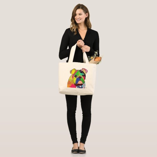 Grand Tote Bag Patchwork Bulldog (Devant (modèle))
