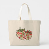 Grand Tote Bag Patchwork Strawberry Hearts Cute Coquette Art (Dos)