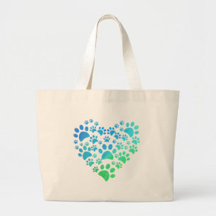 Grand Tote Bag Pâtes De Chien Coeur Mignons Drôle Pour Les Amou