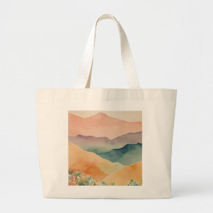 Grand Tote Bag Paysage Abstrait Aquarelle Artistique Nature