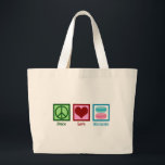 Grand Tote Bag Peace Love Macarons Cute Macaron Bakery<br><div class="desc">Peace Love Macarons. Un joli cadeau de boulanger-pâtisserie macaron pour une boulangerie avec de jolis biscuits pastel.</div>