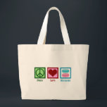 Grand Tote Bag Peace Love Macarons Cute Macaron Bakery<br><div class="desc">Peace Love Macarons. Un joli cadeau de boulanger-pâtisserie macaron pour une boulangerie avec de jolis biscuits pastel.</div>