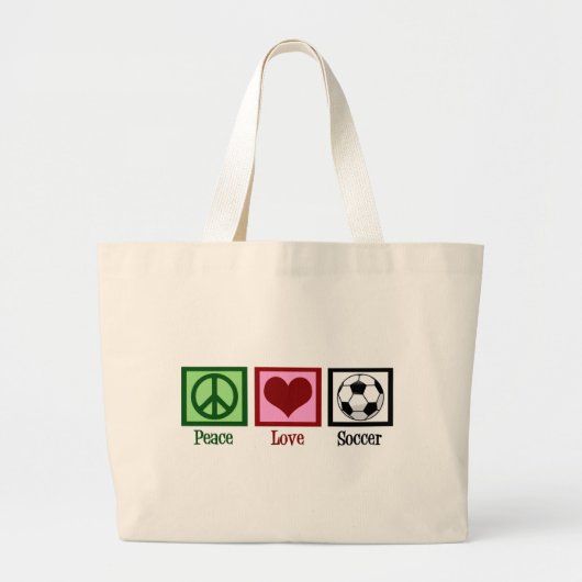 Grand Tote Bag Peace Love Soccer (Devant)