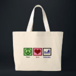 Grand Tote Bag Peace Love Swimming<br><div class="desc">Un grand cadeau pour un maître nageur ou un membre de l'équipe de natation.</div>