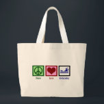 Grand Tote Bag Peace Love Swimming<br><div class="desc">Un grand cadeau pour un maître nageur ou un membre de l'équipe de natation.</div>