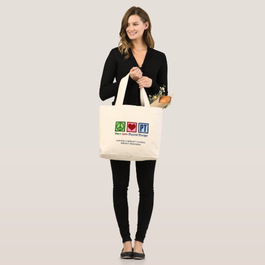 Grand Tote Bag Peace Love Thérapie physique Custom PT Office (Devant (modèle))