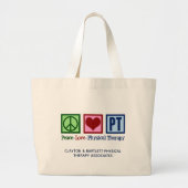 Grand Tote Bag Peace Love Thérapie physique Custom PT Office (Devant)
