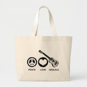 Grand Tote Bag Peace Love Ukulele
