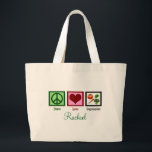 Grand Tote Bag Peace Love végétarien Personnalisé<br><div class="desc">Je ne mange pas de viande. Aucune exception. Épicerie végétarienne personnalisée fourre-tout.</div>