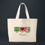 Grand Tote Bag Peace Love végétarien Personnalisé<br><div class="desc">Je ne mange pas de viande. Aucune exception. Épicerie végétarienne personnalisée fourre-tout.</div>