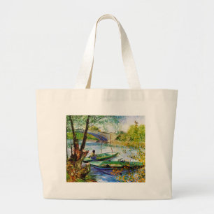 Grand Tote Bag Pêche au printemps, Vincent van Gogh. Belle pêch