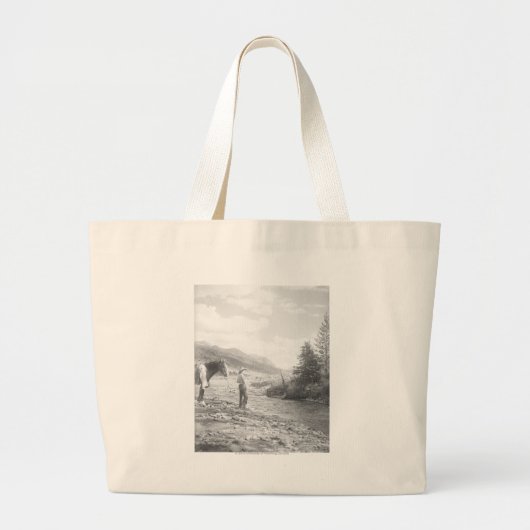 Grand Tote Bag Pêche de mouche de garçon (Devant)