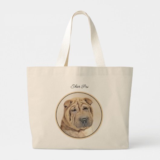Grand Tote Bag Pei Shar Pei Peinture Fawn Wrinkle Original Chien (Dos)