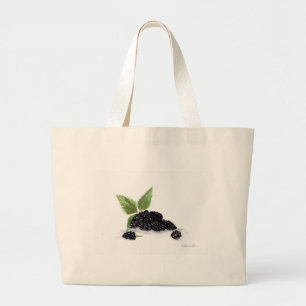 Grand Tote Bag Peinture à l'aquarelle des fruits de Blackberry