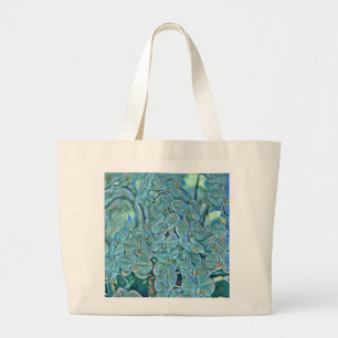 Grand Tote Bag Peinture bleu violet de fleurs d'orchidées mignonn