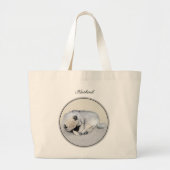 Grand Tote Bag Peinture de Keeshond Chiot couché art original Chi (Devant)