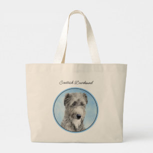 Grand Tote Bag Peinture de Scottish Deerhound Gris Art Original d