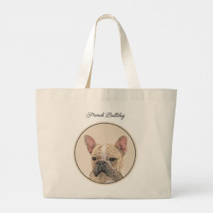 Grand Tote Bag Peinture française de Bulldog Fawn mignonne art de