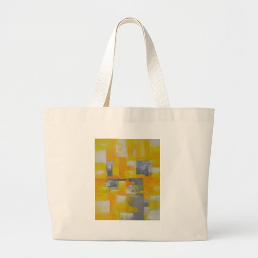 Grand Tote Bag peinture gris jaune blanc abstrait (Devant)