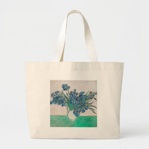 Grand Tote Bag Peinture impressionniste vase d'iris de Van Gogh