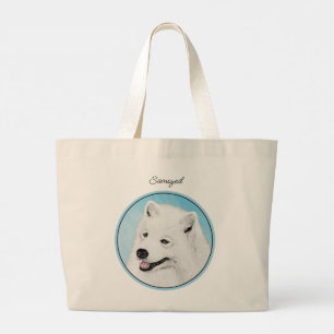 Grand Tote Bag Peinture Samoyed Blanc mignonne Original Animal Ch