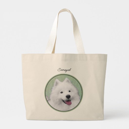 Grand Tote Bag Peinture Samoyed Blanc mignonne Original Animal Ch (Dos)