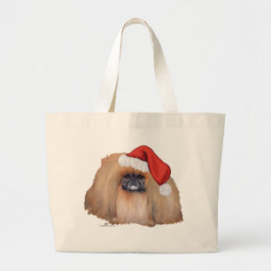 Grand Tote Bag Pékinois du Père Noël